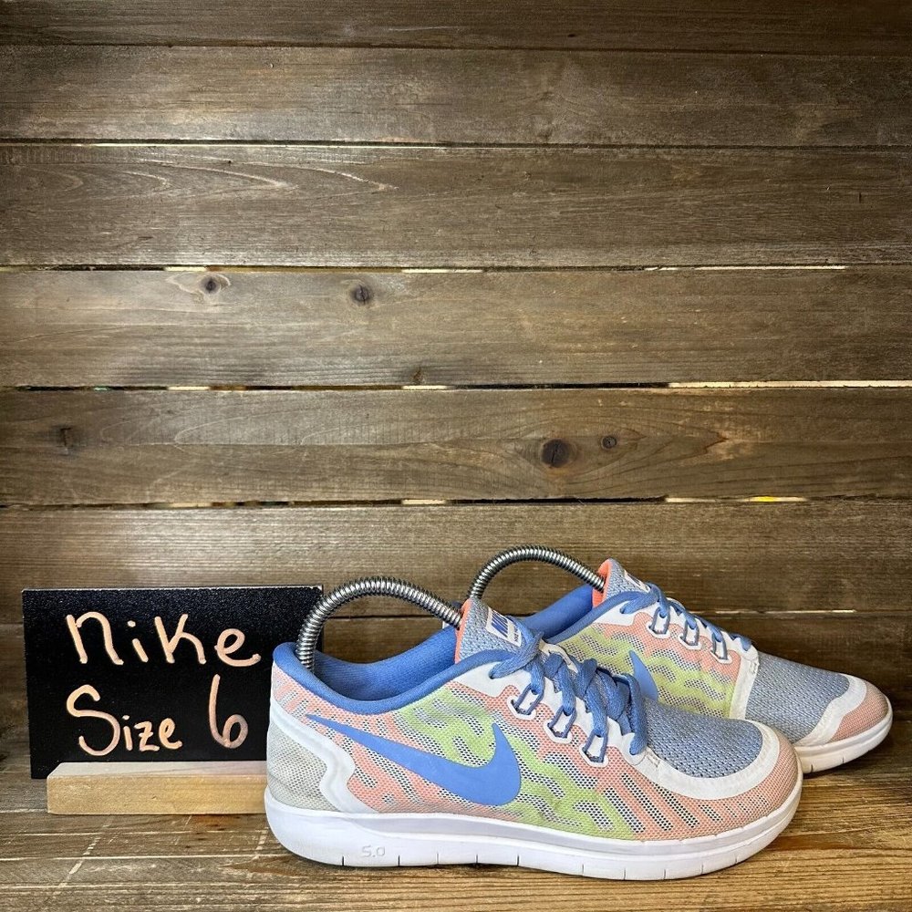 Womens / Kids Nike Free 5.0 Multicolor Athletic Sneakers Shoes Size 7.5 M / 6 Y